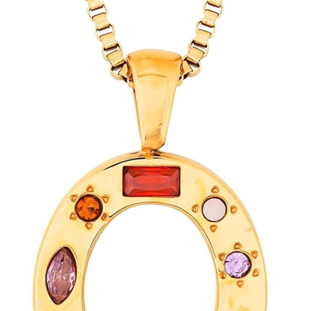 Trendy Horseshoe Choker Necklace - Lucky Charm Pendant in Zinc, 15.7'' Length